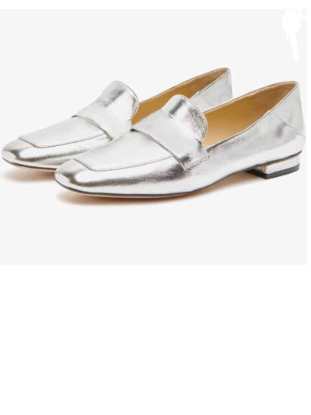YDN Silver Square Toe Comfy Block Low Heel Classic Loafers Office Outfit Shoes